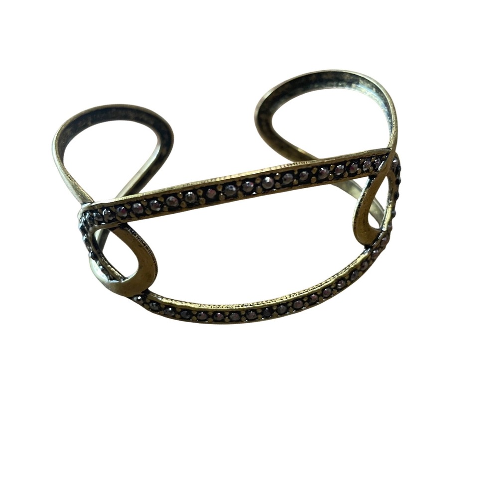 Avon Cuff Bracelet Gold Tone Rhinestone‎ Open Design Jewelry Women's